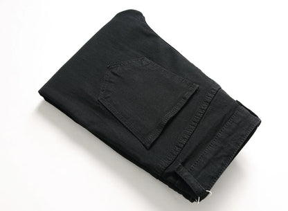 Punk Street Style Ripped Skinny Jeans Men Vintage Wash Solid Denim Trouser Men's Casual Slim Fit Pencil Denim Holes Pants 2025