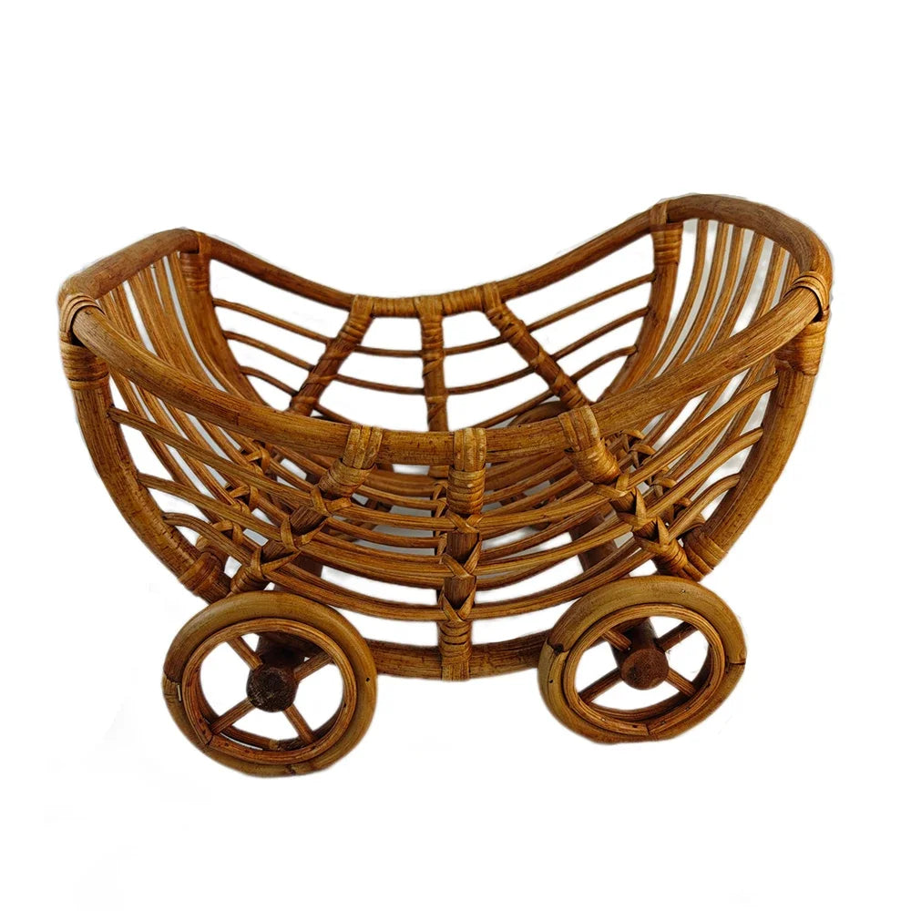 Original Baby Rattan Cart Basket Newborn Photography Props Trolley Baby Crib Newborn Photography Chair Stroller Prop Fontography