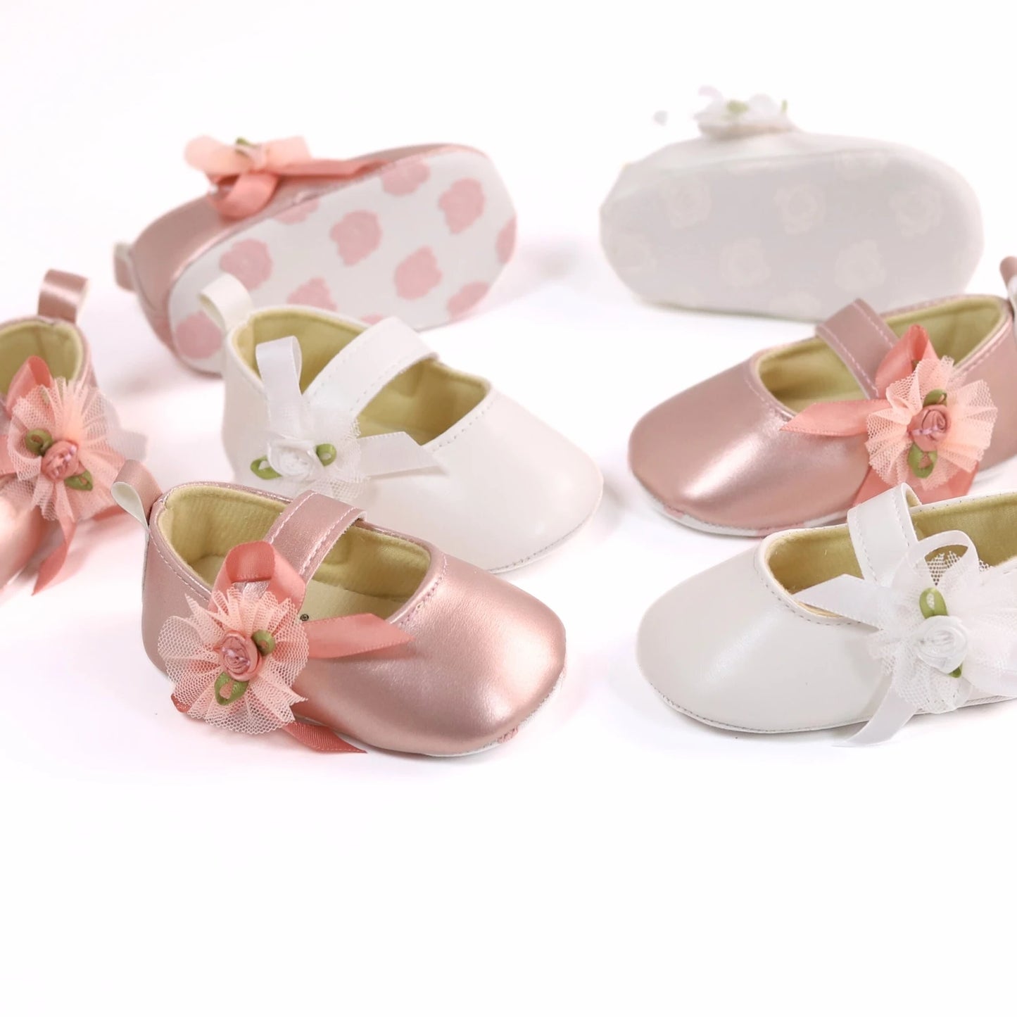 RABEISIR Baby toddler shoes, fashionable rose flower baby girl casual step shoes, light and non-slip, suitable for daily