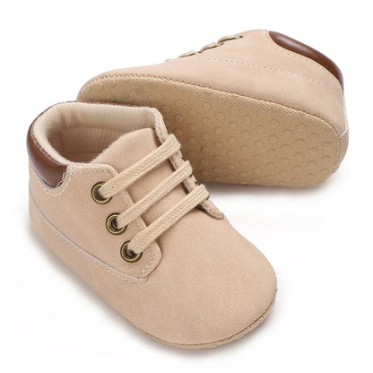 Fashionable 0-18M Boys and Girls' Shoes Classic Solid Color Leather Bottom Anti slip Preschool First Step Casual Sports Shoes