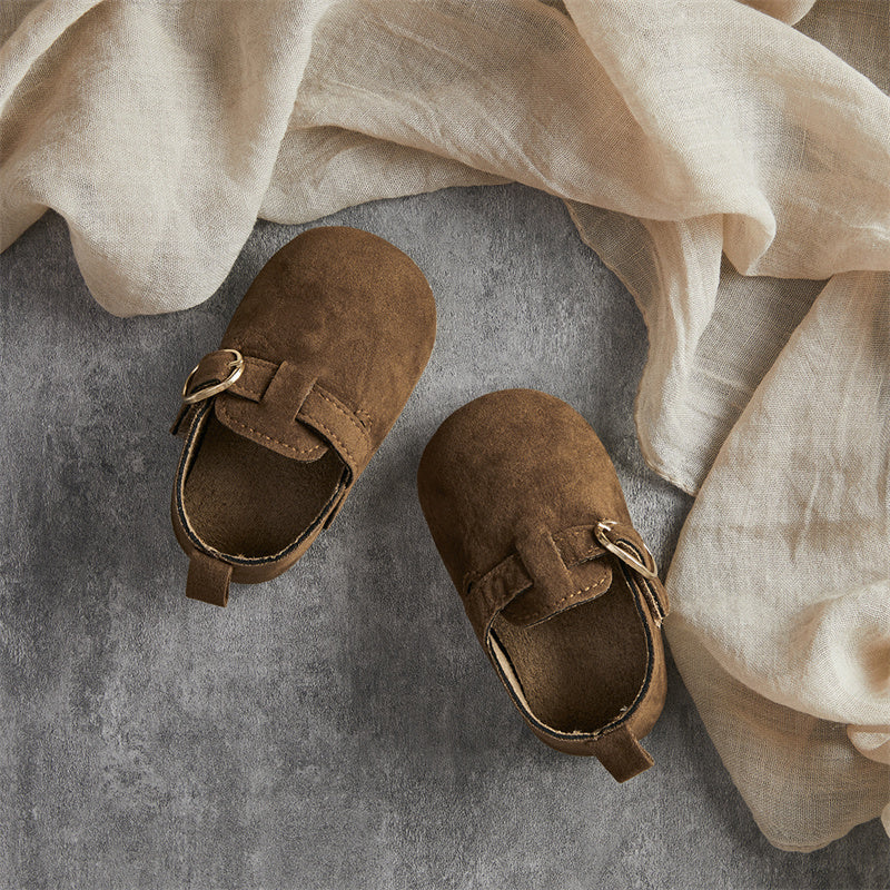 0-18M Newborn Baby First Walking Shoes Soft Cow Suede Sole Rubber Non-slip Walking Shoes Newborn Boys Girls Casual Flats
