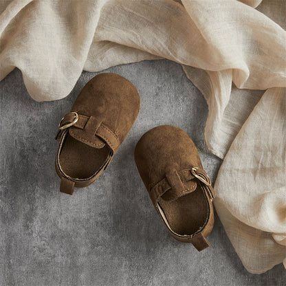 0-18M Newborn Baby First Walking Shoes Soft Cow Suede Sole Rubber Non-slip Walking Shoes Newborn Boys Girls Casual Flats