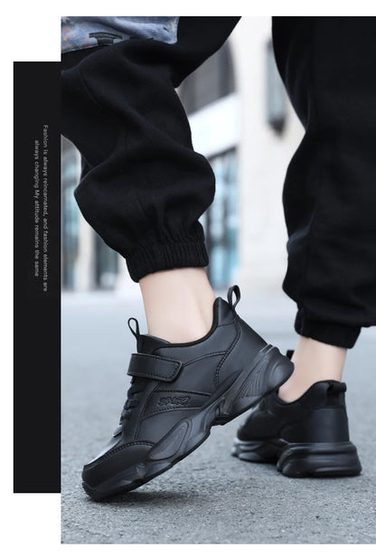 Children Shoes Kids Casual Sneakers Black Pu Leather Sports Shoes for Boy Girls White Shoes School Running Tennis Sneaker