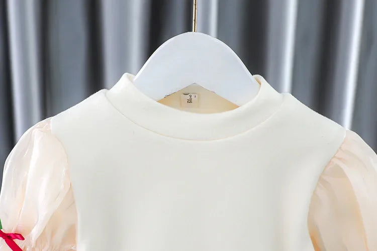 Toddler Baby Girls Dress Autumn  Winter Kids Red Christmas New Year Plush Warm Dress Infant Clothing Set Top+ skirt For 1-4 Years