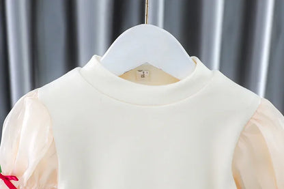 Toddler Baby Girls Dress Autumn  Winter Kids Red Christmas New Year Plush Warm Dress Infant Clothing Set Top+ skirt For 1-4 Years