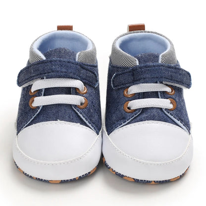 Lucky Blue Newborn Infant Toddler Boy Girl Casual Breathable Soft Cloth Bottom  Anti-slip PU Leather First Walkers Canvas Shoes