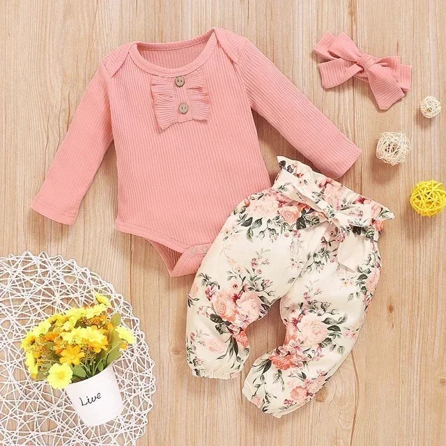 3Pcs Baby Girl Clothes Set Newborn Kids Clothing Children Toddler Girl Clothes Babe Girl Outfits Infant New Born Clothes