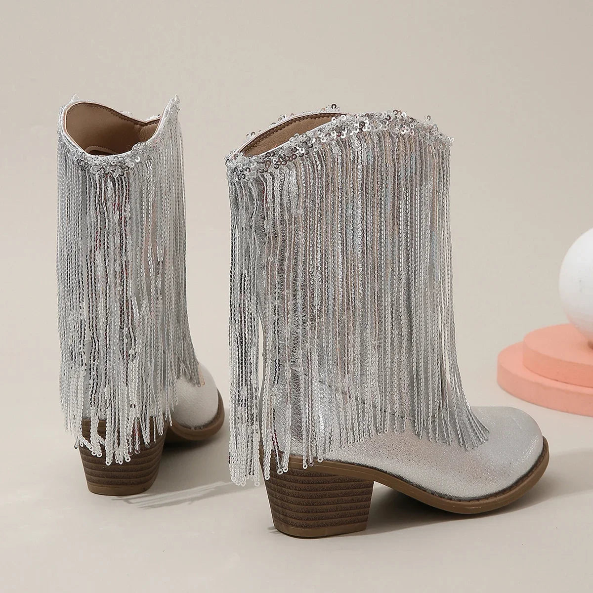 Children Boots Versatile Tassels Pink Elegant 2024 New Performance Girls Boots Low Heels Shiny Solid Color Britain Princess Boot