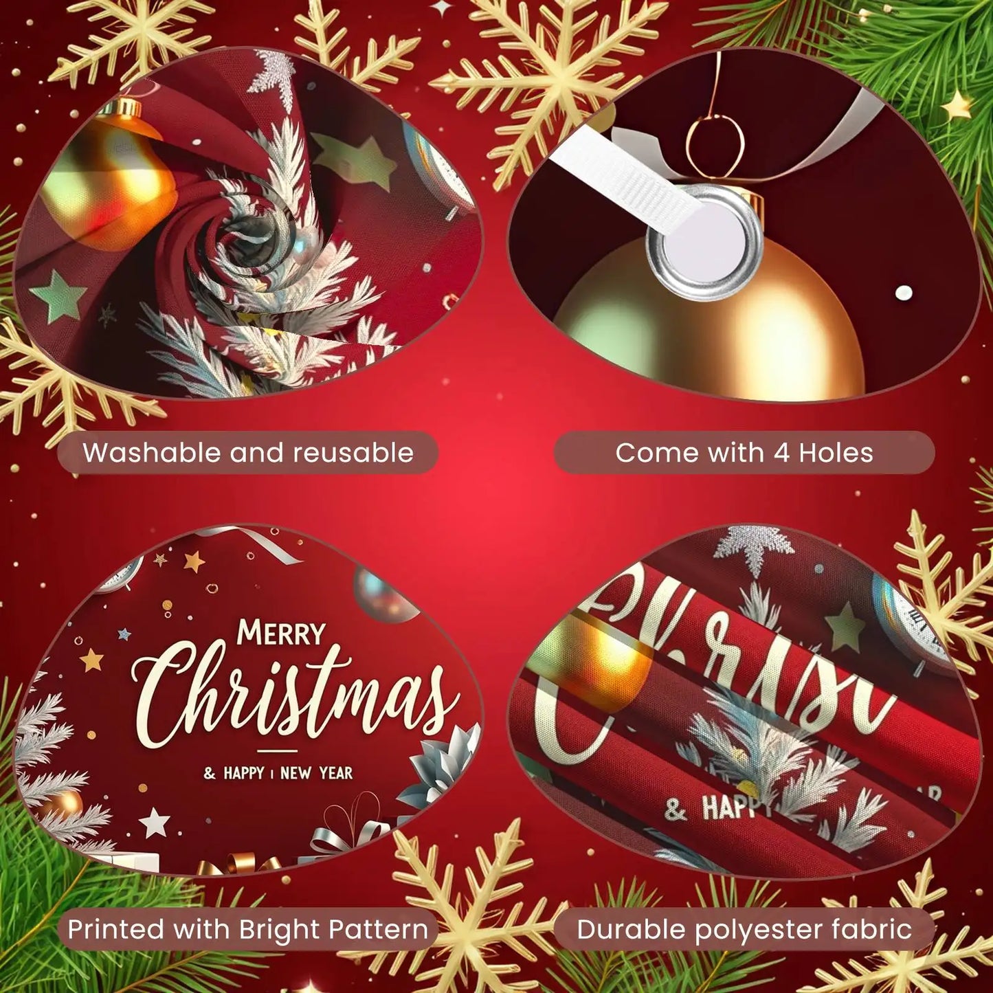 Decorative Merry Christmas Banner Holiday Backdrop Gift Décor New Year Decoration for Holiday Celebration Winter Party Home Deco