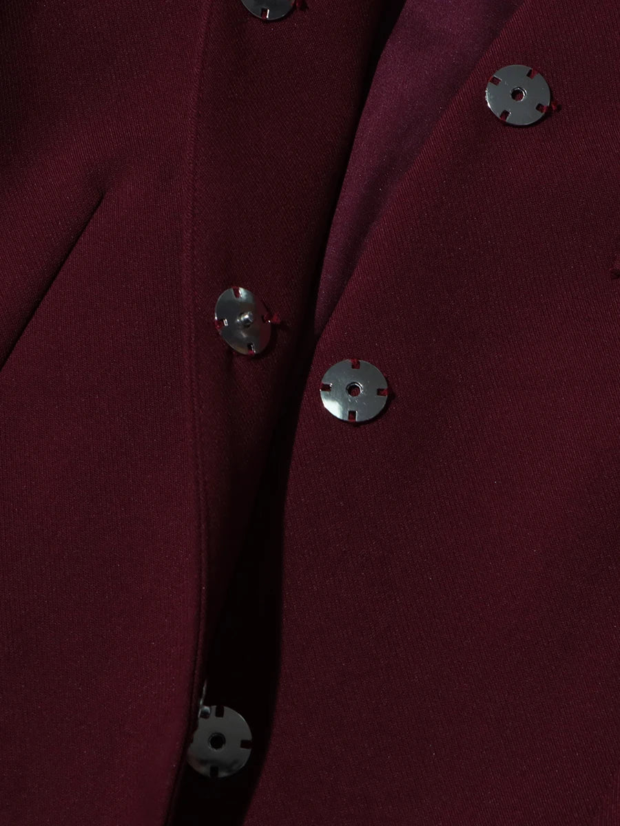 TWOTWINSTYLE Solid Two Piece Set For Women Stand Collar Long Sleeve Tops High Waist Spliced Button Long Pants Fashion Set Female