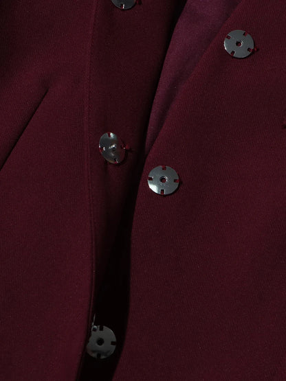 TWOTWINSTYLE Solid Two Piece Set For Women Stand Collar Long Sleeve Tops High Waist Spliced Button Long Pants Fashion Set Female