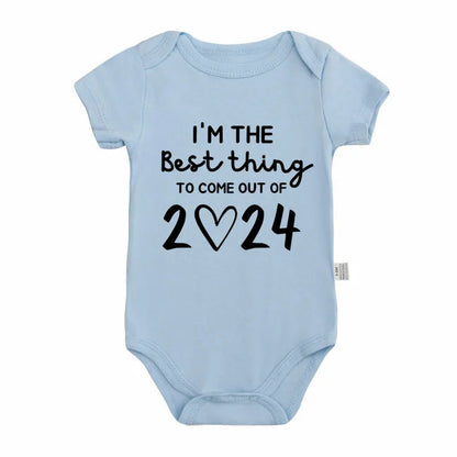I'm the Best Thing 2024 Newborn Baby Clothes White Cotton Summer Bodysuits for Infants Short Sleeve Boys Girls Romper