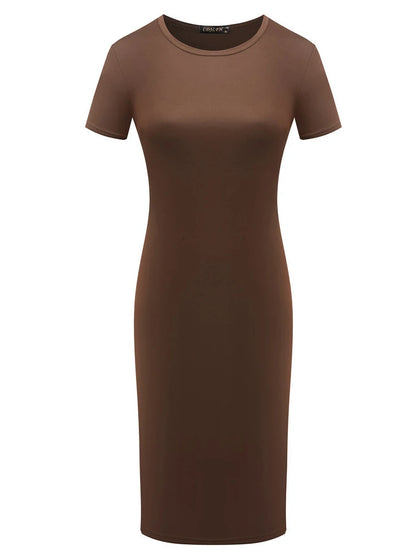 Sexy Elegant Dress Short and Long Sleeve Solid Color Midi Bodycon Dress Women Skinny Slim Pencil Dress Club Party Vestidos