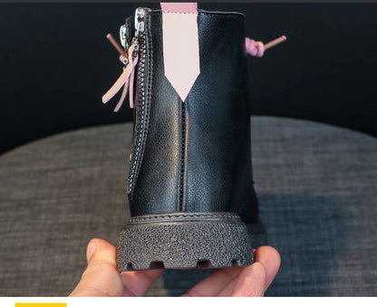 Girls Ankle Boots 2025 New Autumn and Winter Fashion Double Zip Beautiful Princess Non-slip Performance Boots for Catwalk Casual