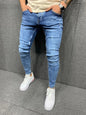 Men's Stretchy Ripped Skinny Embroidered Jeans Men's White Pants Destroyed Hole Slim Fit Denim High Quality Hip Hop Men trousers
