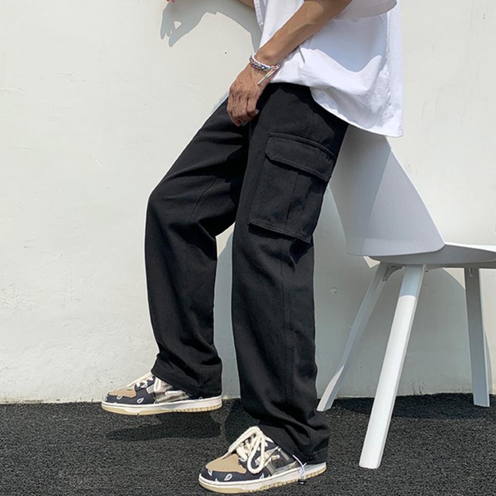New Cargo Pants Men's Loose Straight Oversize Clothing Solid Grey Versatile Work Wear Black Joggers Cotton Casual Male Trousers