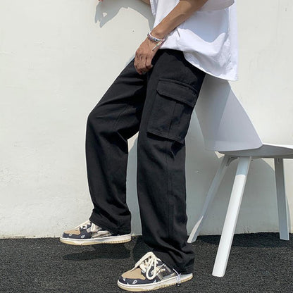 New Cargo Pants Men's Loose Straight Oversize Clothing Solid Grey Versatile Work Wear Black Joggers Cotton Casual Male Trousers