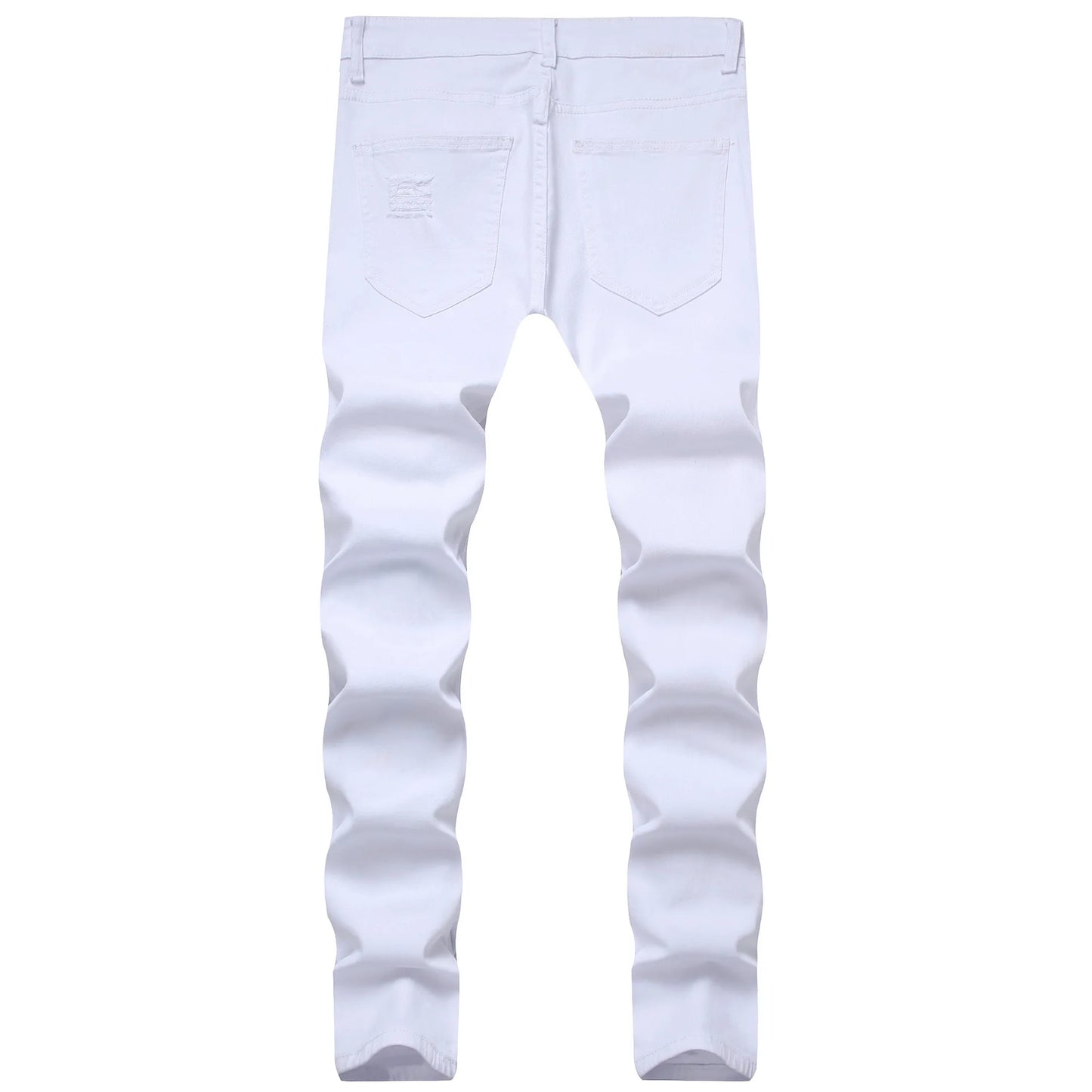 Punk Street Style Ripped Skinny Jeans Men Vintage Wash Solid Denim Trouser Men's Casual Slim Fit Pencil Denim Holes Pants 2025