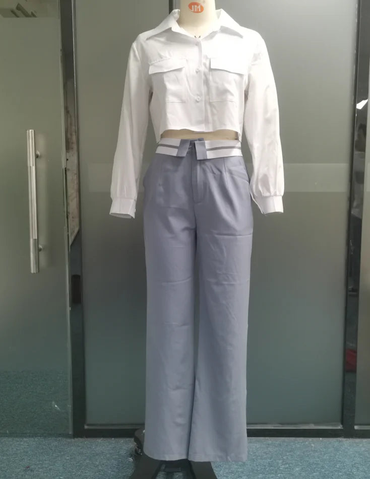 Office Lady Women's Pant Sets 2 Pieces New Holiday Style Short Blazers Coat + Straight Pants Suit 2024 Spring Women's Outfits