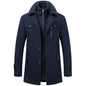 Autumn Winter Men's Woolen Coat Fashion Double Neck Coat Solid Color Long Sleeve Jacket