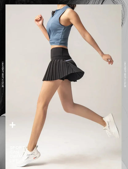 Women Tennis Skirt High Waisted Pleated Running Yoga Skirt Tennis Shorts Breathable Pleated Volleyball Shorts Hiking Shorts