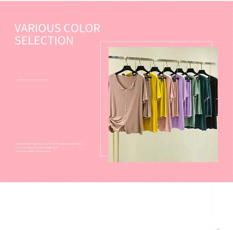Modal loose short-sleeved shorts home clothes women summer thin style can be worn outside pajamas set versatile casual two