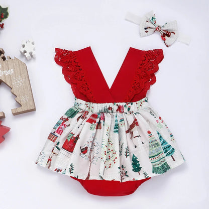 Children's Clothing New 2-piece Red Flower Baby Clothing Newborn Girl Lace Dress Princess Skirt Clothing 0-24M Princess Dress