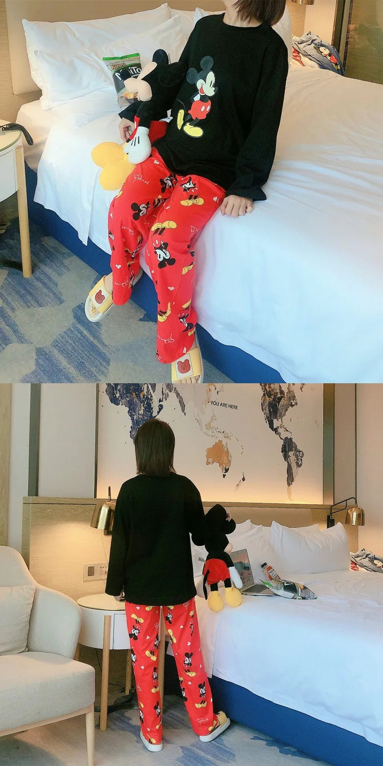 Women's Pajamas Sets Spring Autumn Two-Piece Cute Print Pajama Long Sleeve Pajama Home Clothes Two-piece