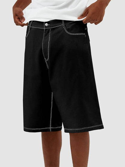 Men Denim Shorts Zipper Button Closure Summer Casual Shorts with Pockets Male Trendy Fashion Short Jeans for Streetwear Y2K 00s