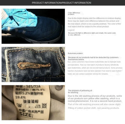 Korean Style Clothes Men's Denim Jeans with Elastic Waistband Drawstring for Washed Autumn Casual Stretch Jeans Male