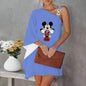 Mini Dress Luxury Party Dress Evening Dresses Diagonal Collar One-Shoulder Mickey Elegant Dresses for Women Disney Minnie Mouse