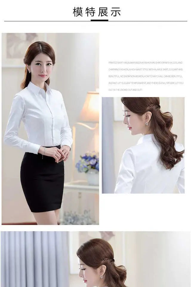 Blue Shirt Women Tops Long Sleeve Blouse Office Ladies Tops Casual Button Up Slim Work Shirts Work Korean Spring Blouse