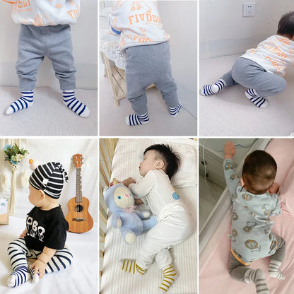 Baby footed pants newborn baby girl boy leggings long trousers  0-6-12months kid lycry cotton sleepwear trousers pyjamas pants