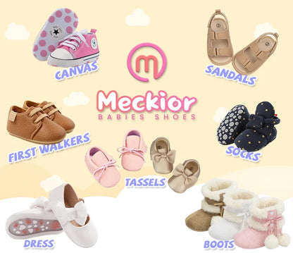 Meckior Baby Shoes Retro Leather Boy Girl Shoes Multicolor Toddler Rubber Sole Anti-slip First Walkers Infant Newborn shoes