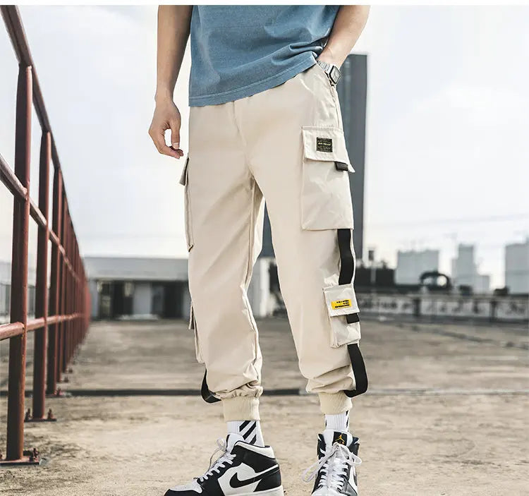 New Hip Hop Joggers Cargo Pants Men Harem Pants Multi-Pocket Ribbons Man Sweatpants Streetwear Casual Men's Pants