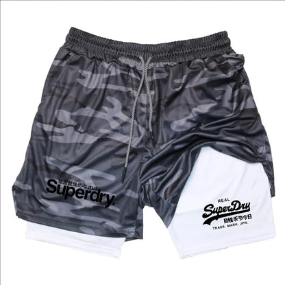 Summer Shorts for Men 2 in 1 Athletic Gym Workout Running Performance Shorts Print with Phone Pocket Quick Dry Breathable shorts