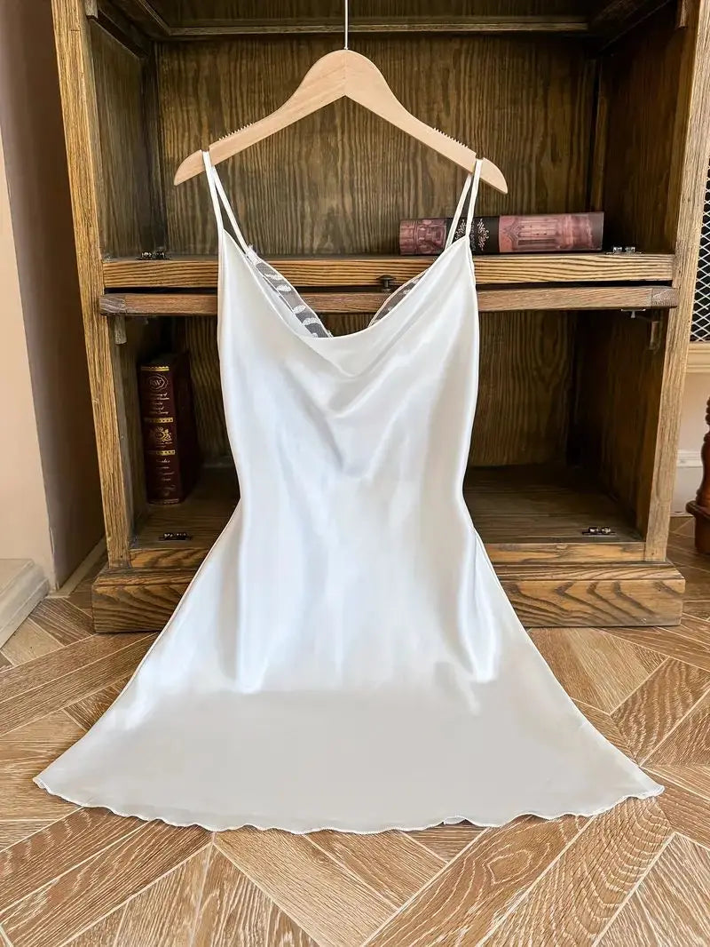 Mini Dress Pajama Skirt Bow Knot Party Dresses Satin Surface Minnie Mouse Disney Mickey Women's Fashion Summer 2025 Elegant Women