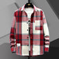 2025 Spring and Autumn Men's Lapel Loose Plaid Button Printed Pocket Casual Fashion Elegant Commuting Long sleeved Shirt