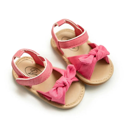 KIDSUN Summer Baby Beach Sandals Bow-knot Rubber Sole Anti-Slip Newborn Princess Toddler Crib First Walkers Baby Girls Shoes