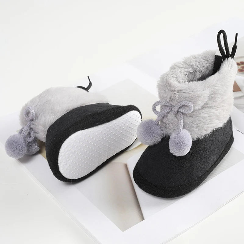 Winter Plus Velvet Snow Booties For Baby Warm Boots Shoes baby Girl Shoes Pompom Soft Sole Indoor Walking Shoe