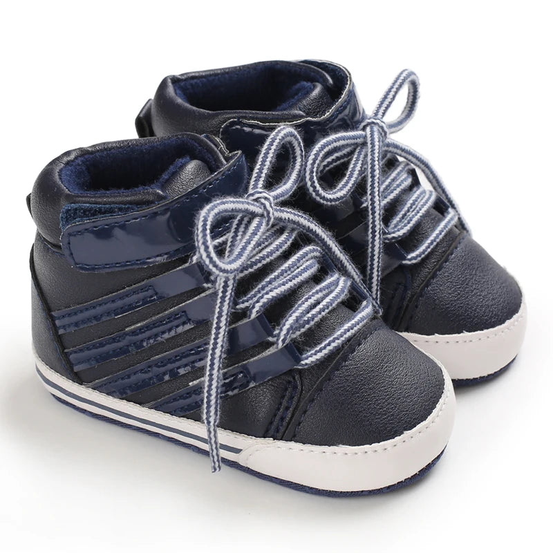 Lucky Blue Newborn Infant Toddler Boy Girl Casual Breathable Soft Cloth Bottom  Anti-slip PU Leather First Walkers Canvas Shoes