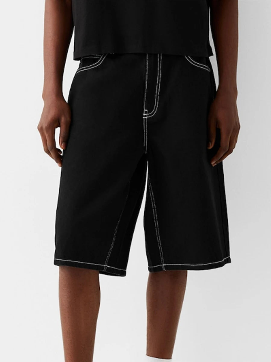 Men Denim Shorts Zipper Button Closure Summer Casual Shorts with Pockets Male Trendy Fashion Short Jeans for Streetwear Y2K 00s