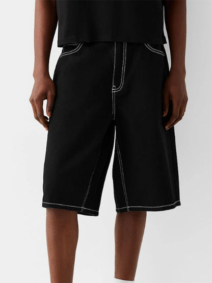 Men Denim Shorts Zipper Button Closure Summer Casual Shorts with Pockets Male Trendy Fashion Short Jeans for Streetwear Y2K 00s