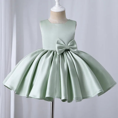Toddler Baby Girls Summer Big Bow Baptism Dresses for Birthday Party Wedding Dress Children Costumes Princess Fluffy Prom Gown