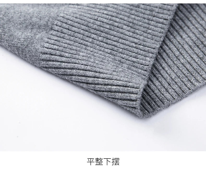Men's Sweater Fashion Solid Color Warm Sweater Business Casual Heart Neckline Sweater Pullover Men