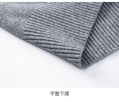 Men's Sweater Fashion Solid Color Warm Sweater Business Casual Heart Neckline Sweater Pullover Men