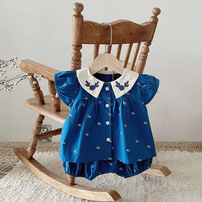 MILANCEL Baby Summer Clothes Set Lovely Peter Pan Collar Blouse and Shorts 2Pcs for Infant Girls Toddler Outfit