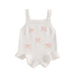 Suefunskry Baby Girl Overalls, Sleeveless Bows Pattern Knit Romper Bodysuit Spring Fall Clothes for Casual Daily