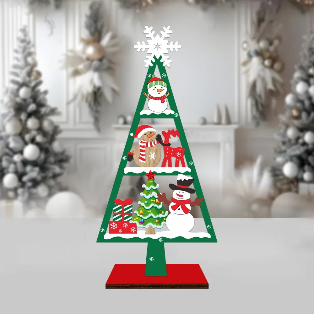 Holiday Wooden Decoration Compact Wooden Christmas Tree Wooden Tabletop Christmas Tree Christmas Party Ornament For Shelf Table