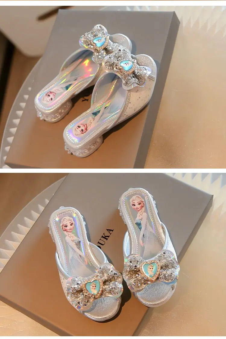Disney Frozen Elsa Shoes For Girls Children Cartoon Princess Flats Kids Beach Home Shoes Inside Outside Slippers Size 26-36